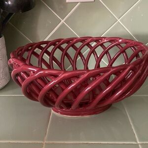 Vintage Maroon lattice porcelain bowl no chips